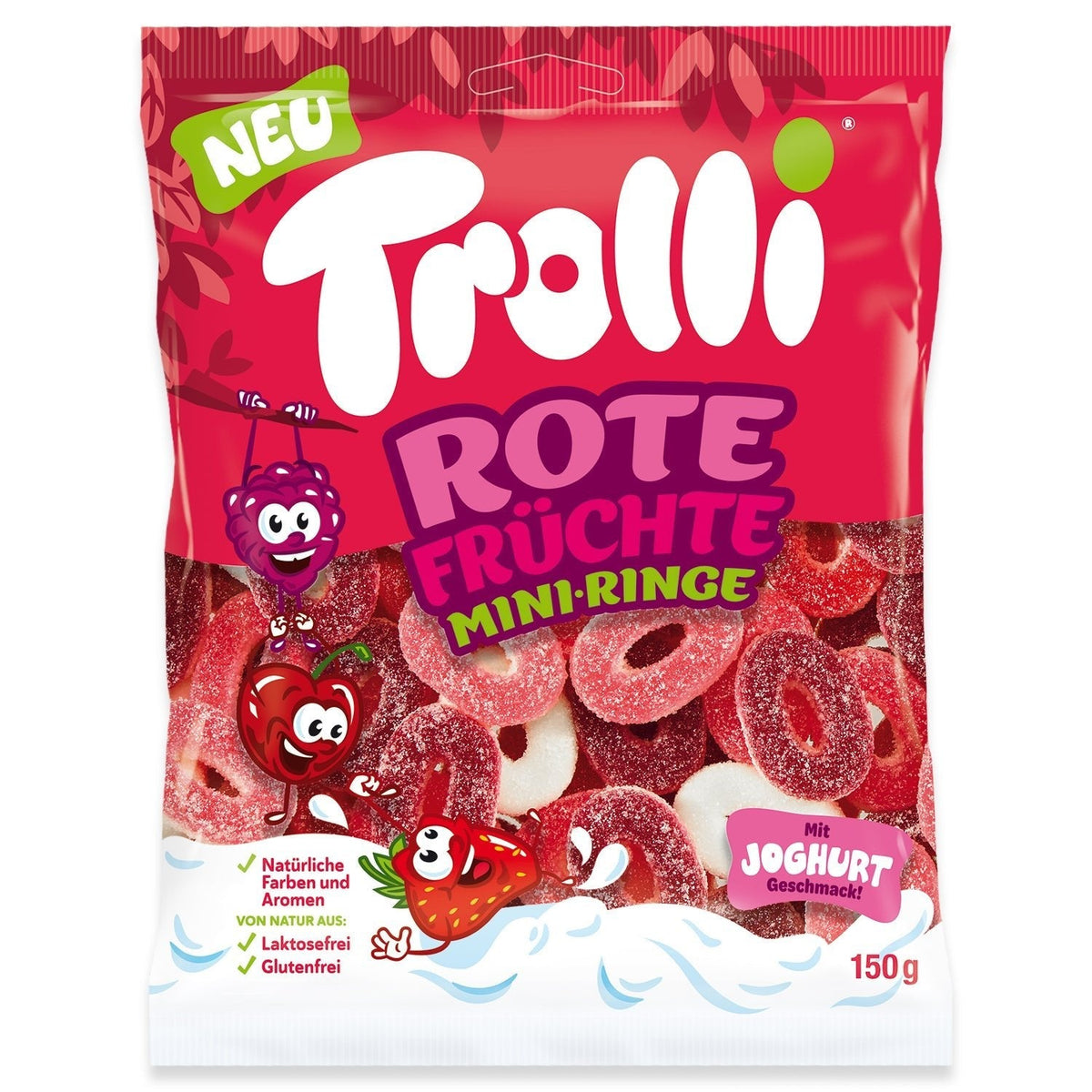 Trolli Rote Früchte Mini-Ringe 150 g Fruchtgummi rot