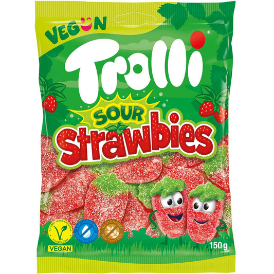 Trolli Sour Strawbies 150g Fruchtgummi sauer Packung Bild