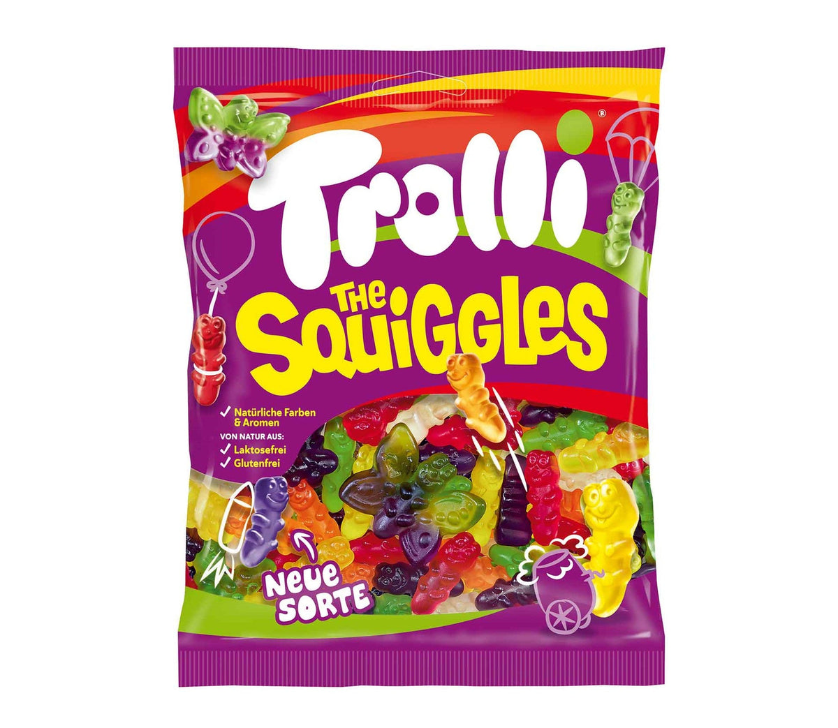 Trolli The Squiggles 150 g Fruchtgummi in bunten Raupen- und Schmetterlingsformen