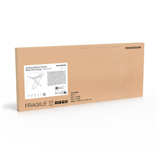 Faltbarer elektrischer Wäscheständer mit Flügeln, Touchscreen, Timer und Temperaturregelung Warmmat InnovaGoods 230 W 20 Stäbe