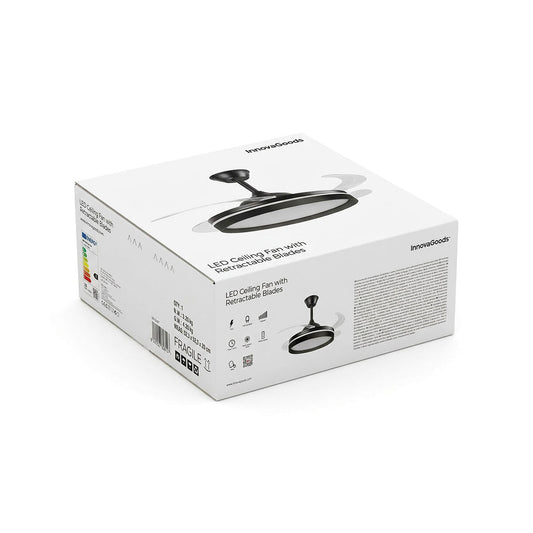 Deckenventilator mit LED-Licht, 4 einziehbaren Flügeln und Fernbedienung InnovaGoods