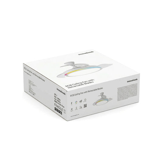 Deckenventilator mit RGB LED-Licht, 4 einziehbaren Flügeln und Fernbedienung InnovaGoods