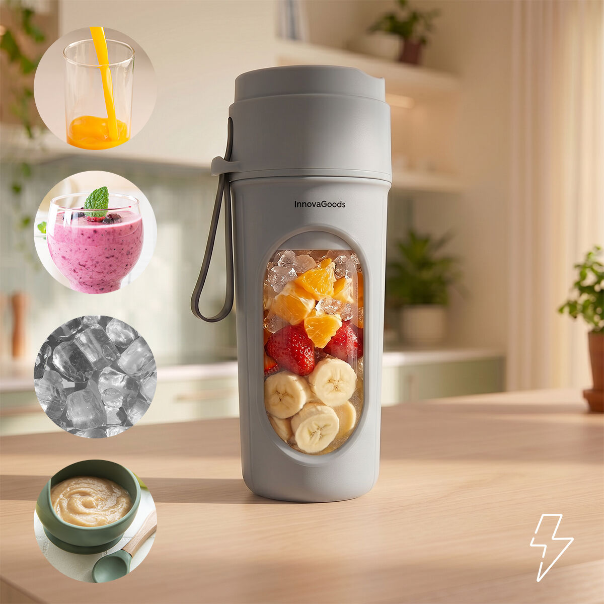 Tragbarer Wellsy Standmixer mit Akku von InnovaGoods, 450 ml – Ansicht 8