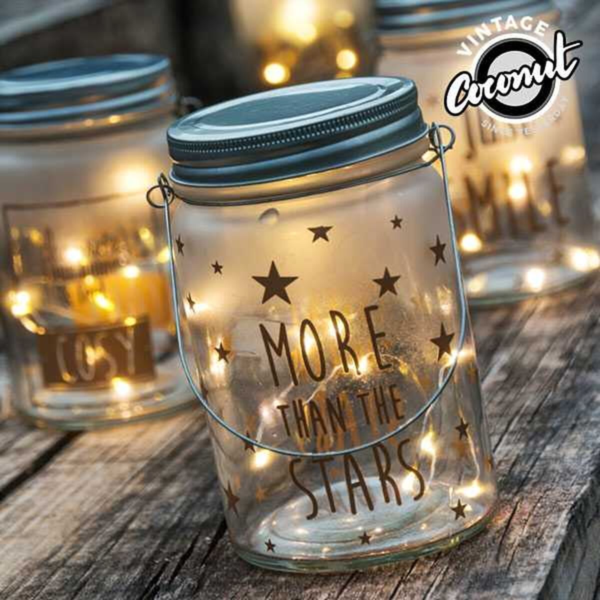 BigBuy Home LED-Flasche Vintage Coconut aus Kristall mit LED-Licht