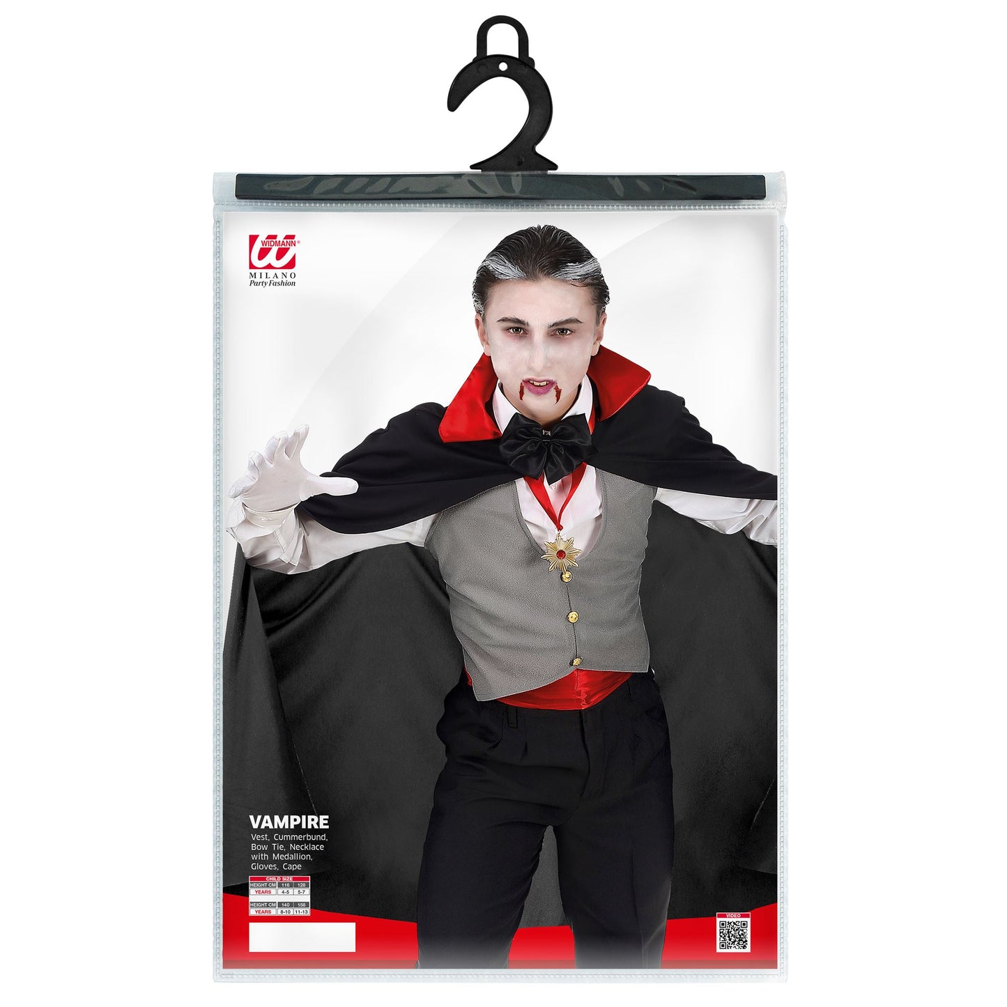 "VAMPIR" (Weste, Kummerbund, Fliege, Kette mit Medaillon, Handschuhe, Umhang) – Ansicht 5