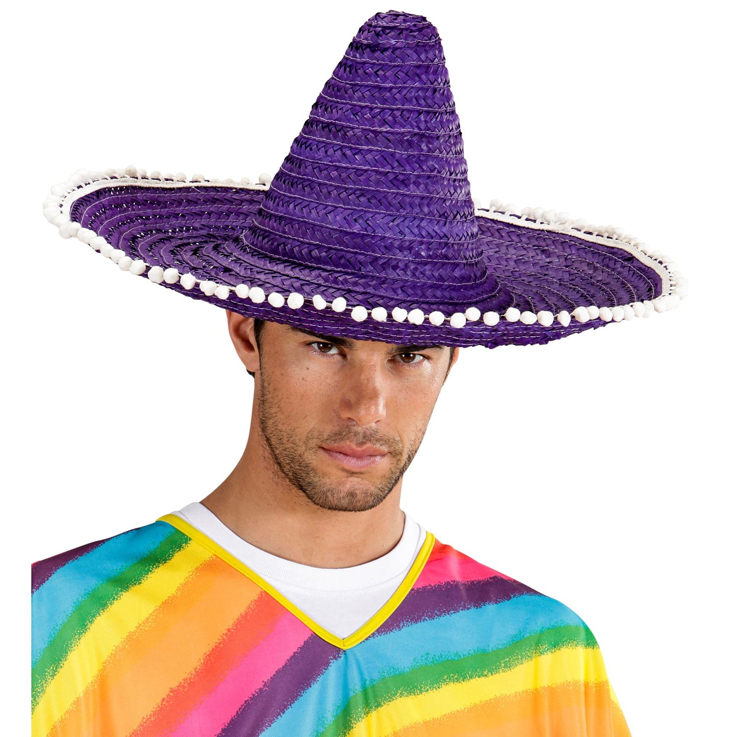 "VIOLETTER SOMBRERO MIT POM POMS" 50 cm – Ansicht 3