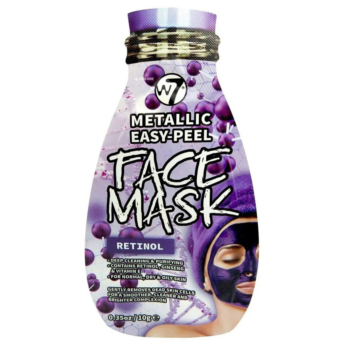 W7, Metallic Easy-Peel Retinol, Peel-Off-Maske, Gesicht, 10 g