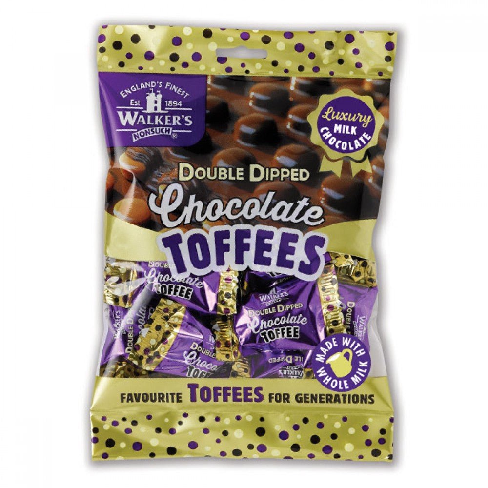 Walkers Double Dipped Chocolate Toffees 150 g natürliche Karamellbonbons mit Doppel-Schokolade