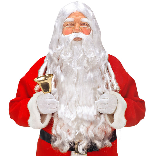 "WEIHNACHTSMANN" in Box - (Perücke mit Locken, Bart mit Schnurrbart, Augenbrauen) – Vorderansicht