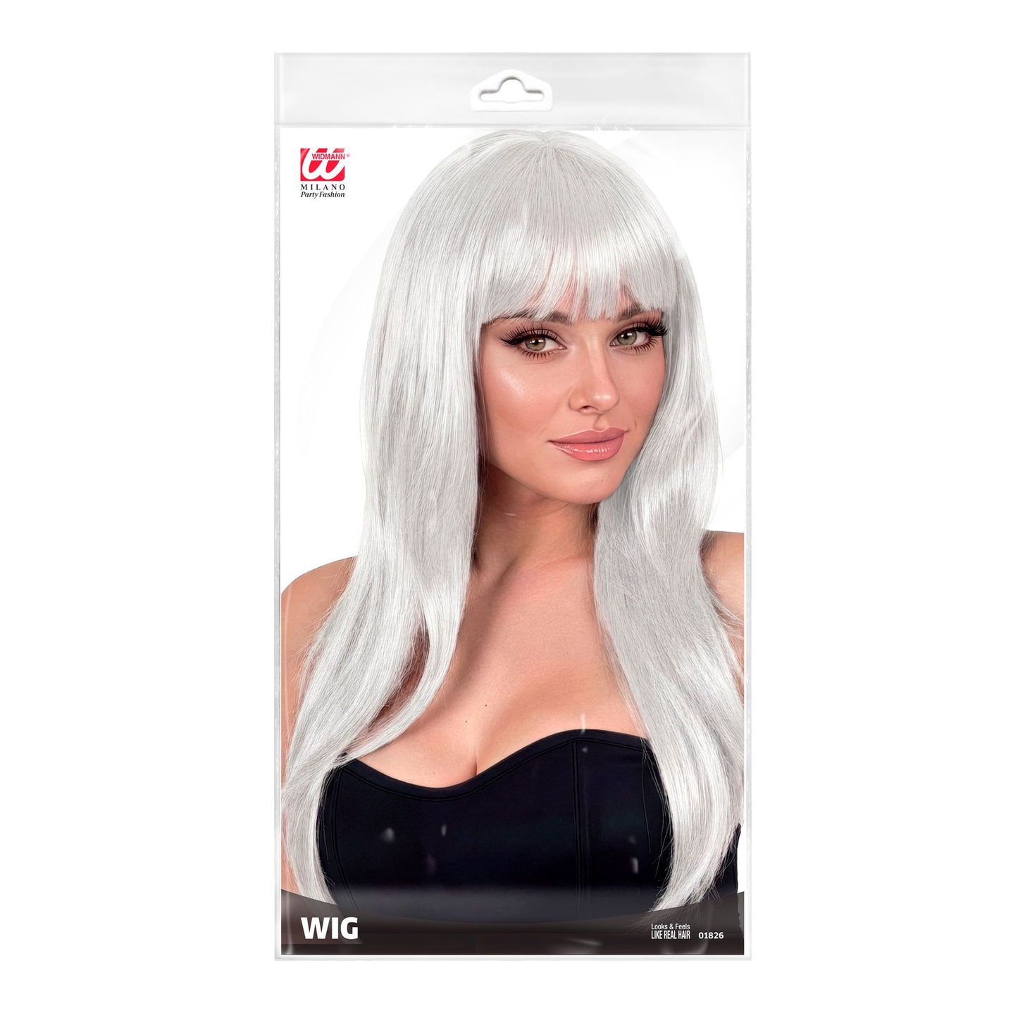 "WEIßE VOGUE PERÜCKE" in Polybag – Detailansicht
