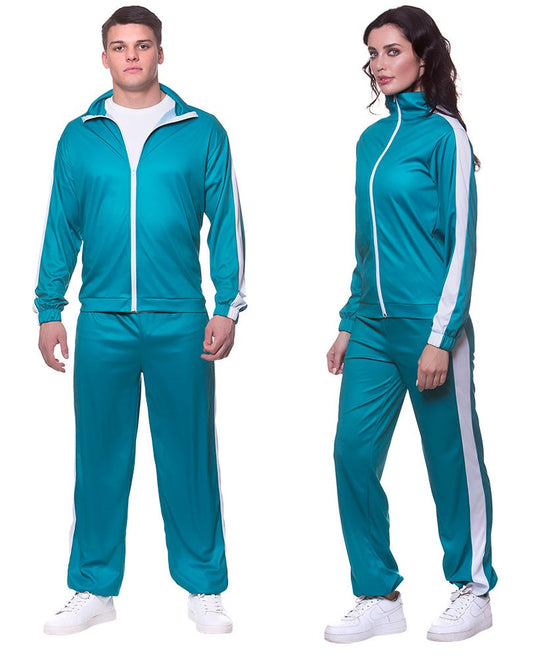 Retro Tracksuit Unisex – Wicked Costumes 80er Jogginganzug Türkis-Weiss - Fasnacht24.ch – Produktansicht