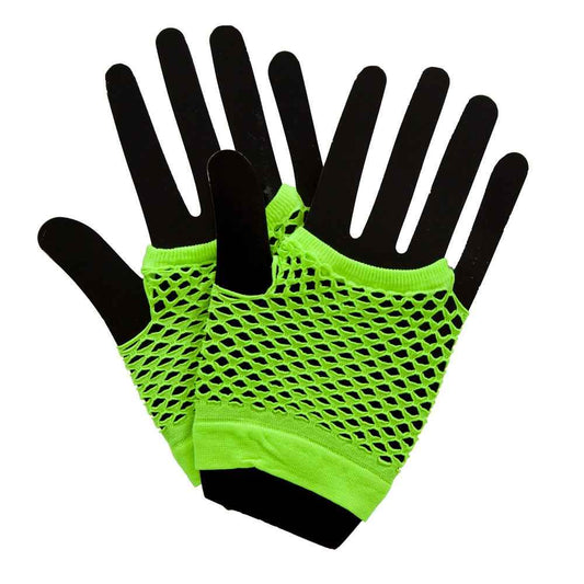 Wicked Costumes 80er Neon Grüne Fingerlose Netz Handschuhe - Fasnacht24.ch