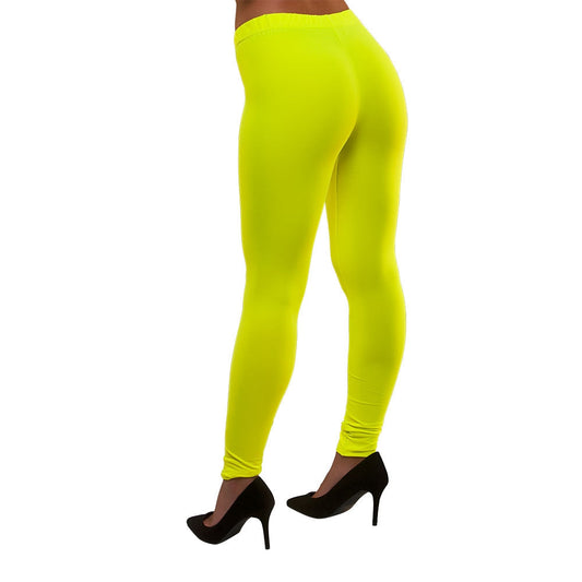 Wicked Costumes Neon Gelbe 80er Disco Leggings – Elastisch, Hoch Tailliert - Fasnacht24.ch