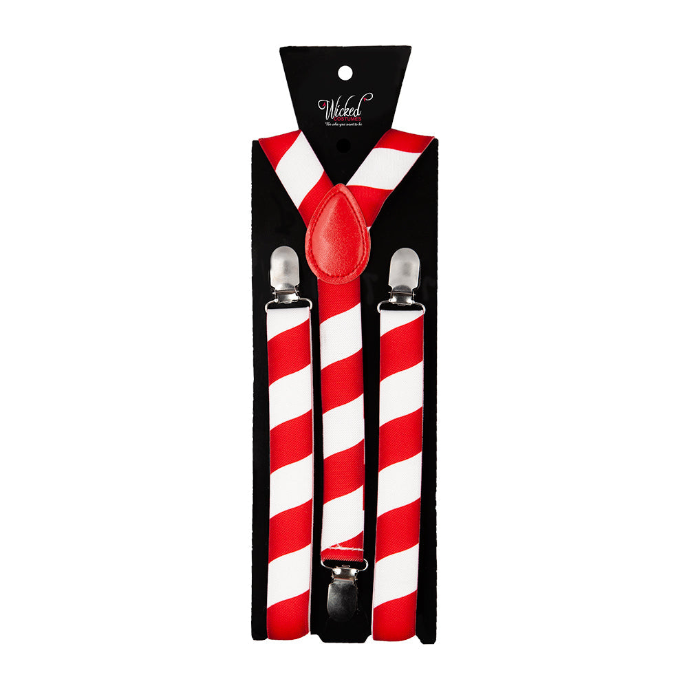 Candy Cane Hosenträger – Wicked Costumes Rote-Weiße Weihnachts-Suspenders - Fasnacht24.ch