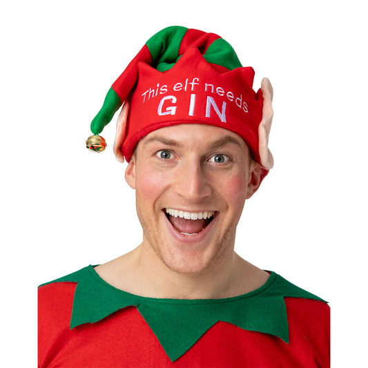 Wicked Costumes Elf Hut – Grüner Samt Weihnachtsmütze mit Bommel – Produktansicht