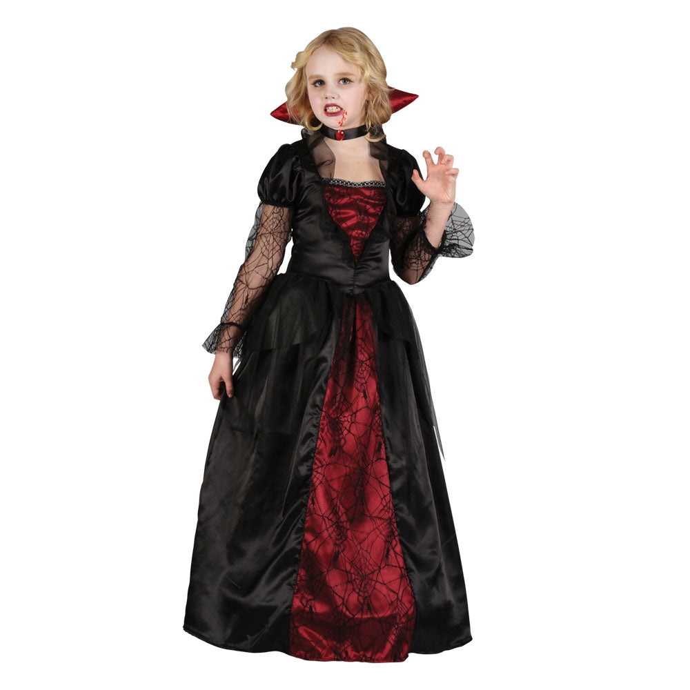 Wicked Costumes Elisa Vampir Prinzessin Mädchenkostüm – Schwarz Rot Polyester - Fasnacht24.ch