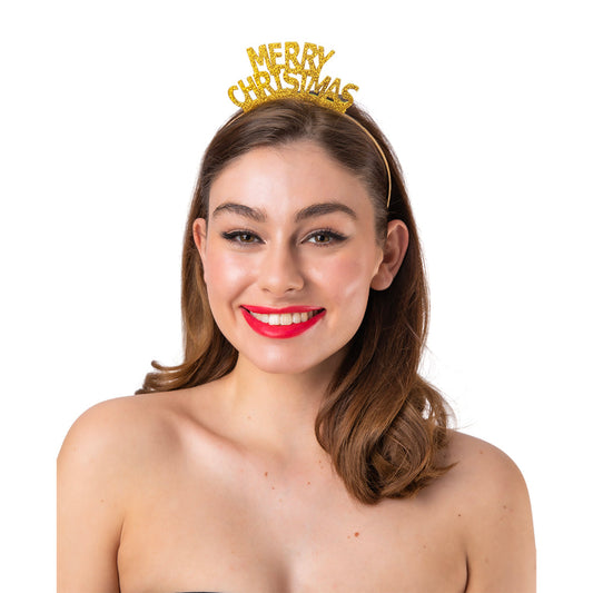 Wicked Costumes Goldenes Frohe Weihnachten Haarband – Festlicher Haarreif - Fasnacht24.ch