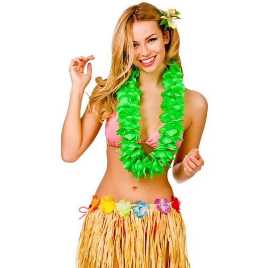 Wicked Costumes Blütenkette – Neon Grün 9,5 cm Hawaii Flower Lei - Fasnacht24.ch