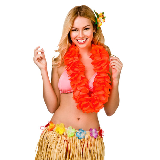 Wicked Costumes Hawai Waikiki Blütenkette Neon Orange 11,5 cm Extra Dick
