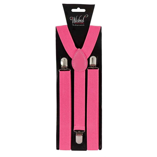 Wicked Costumes Verstellbare Neon Pink Hosenträger mit Metallklammern - Fasnacht24.ch
