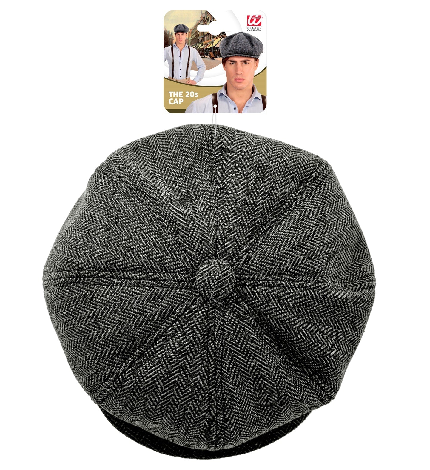 Dunkle Wollmischung Schiebermütze für Männer im klassischen 20er-Jahre-Stil.