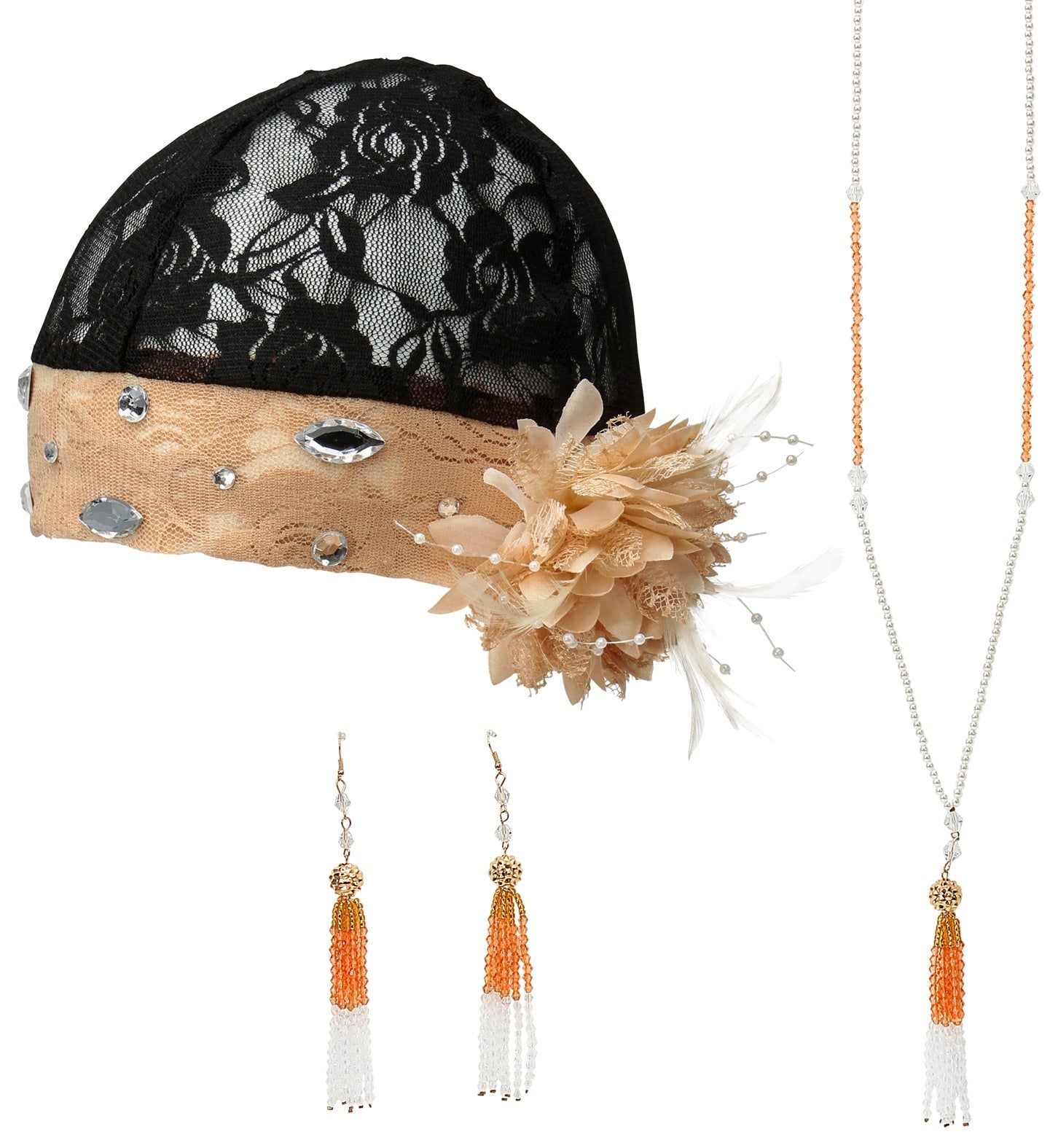 Widmann 20-Teiliges Spitzen-Haarteil Set – Blumen & Perlen Schmuck - Fasnacht24.ch