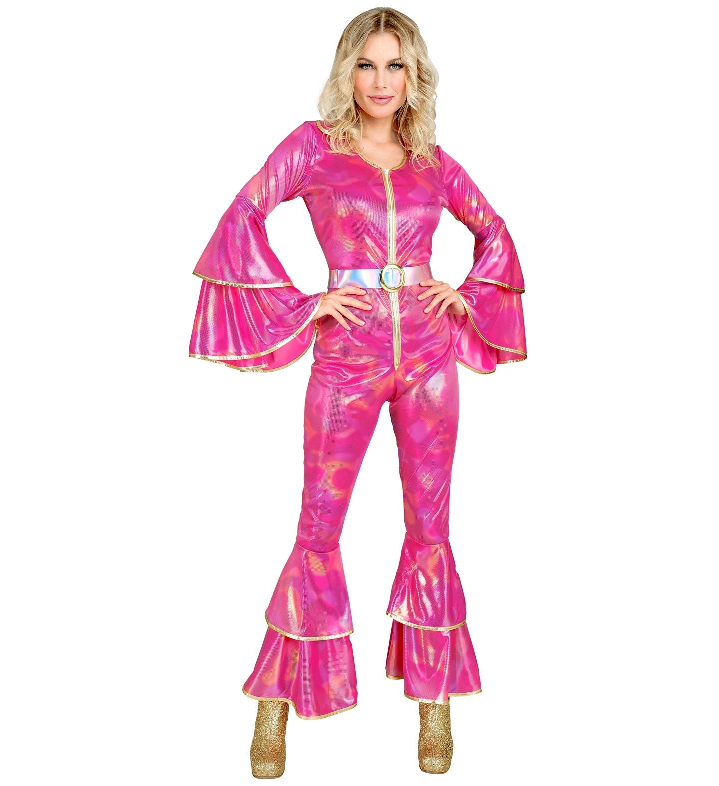 Widmann 70er Jahre Abba Disco Kostüm – Hot Pink Neon Jumpsuit - Fasnacht24.ch