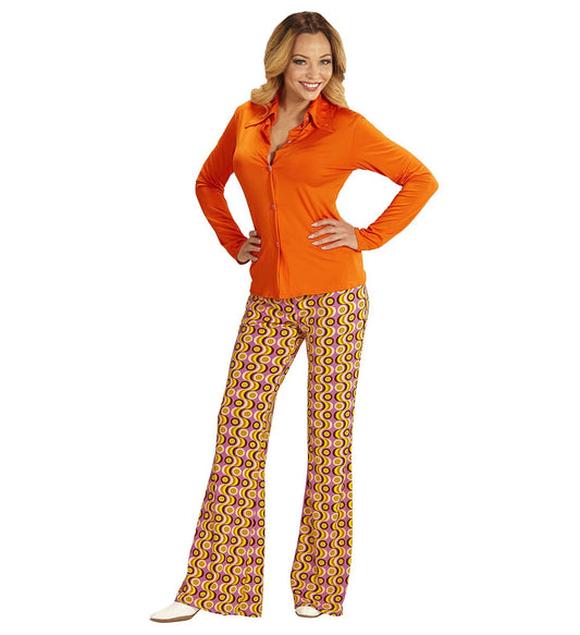 Orange Bluse 70s – Widmann Retro Stil Mit Leichtem Stoff - Fasnacht24.ch