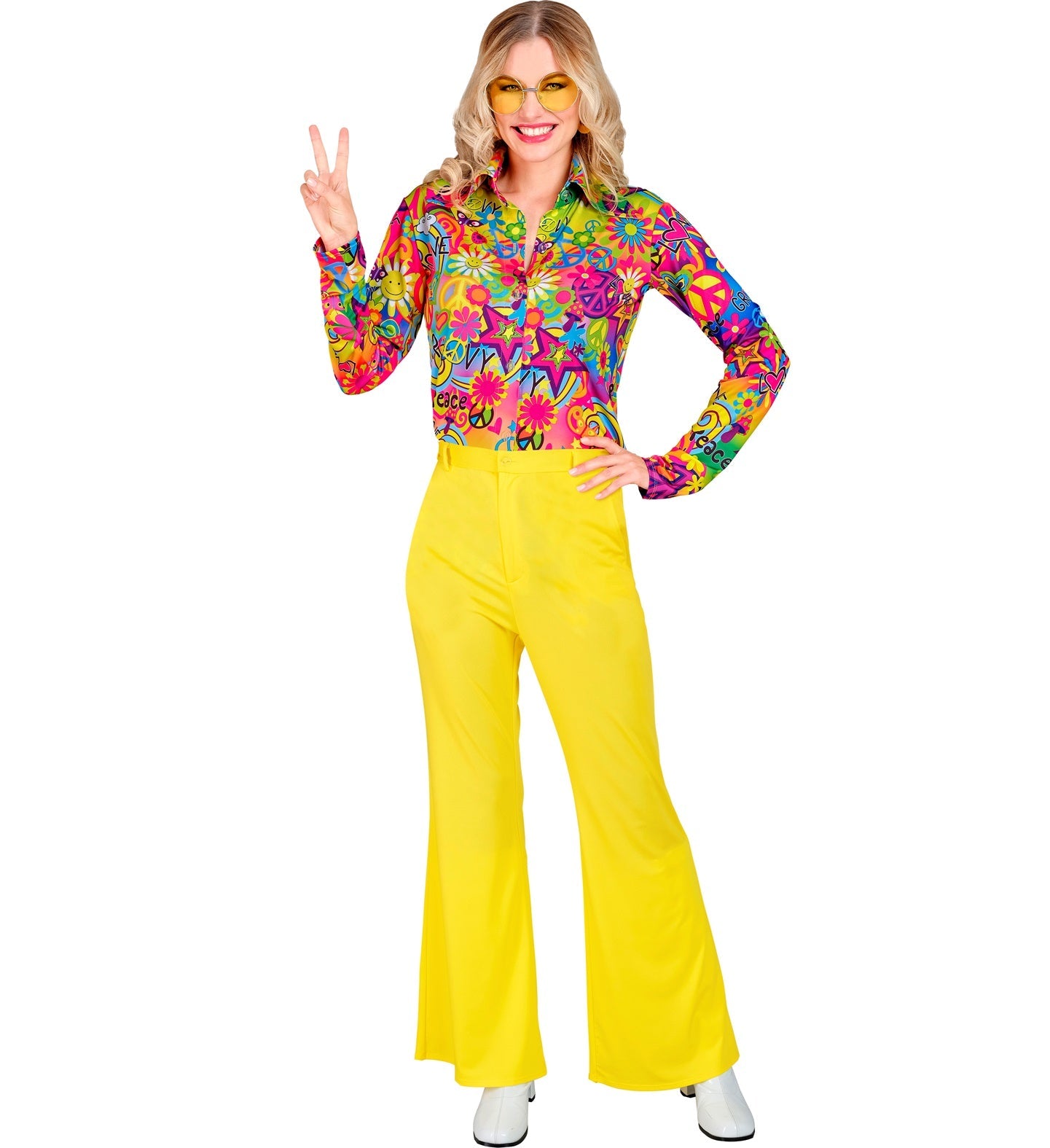 Widmann Damen Gelbe Schlaghose – 70er Jahre Flared Pants Retro - Fasnacht24.ch