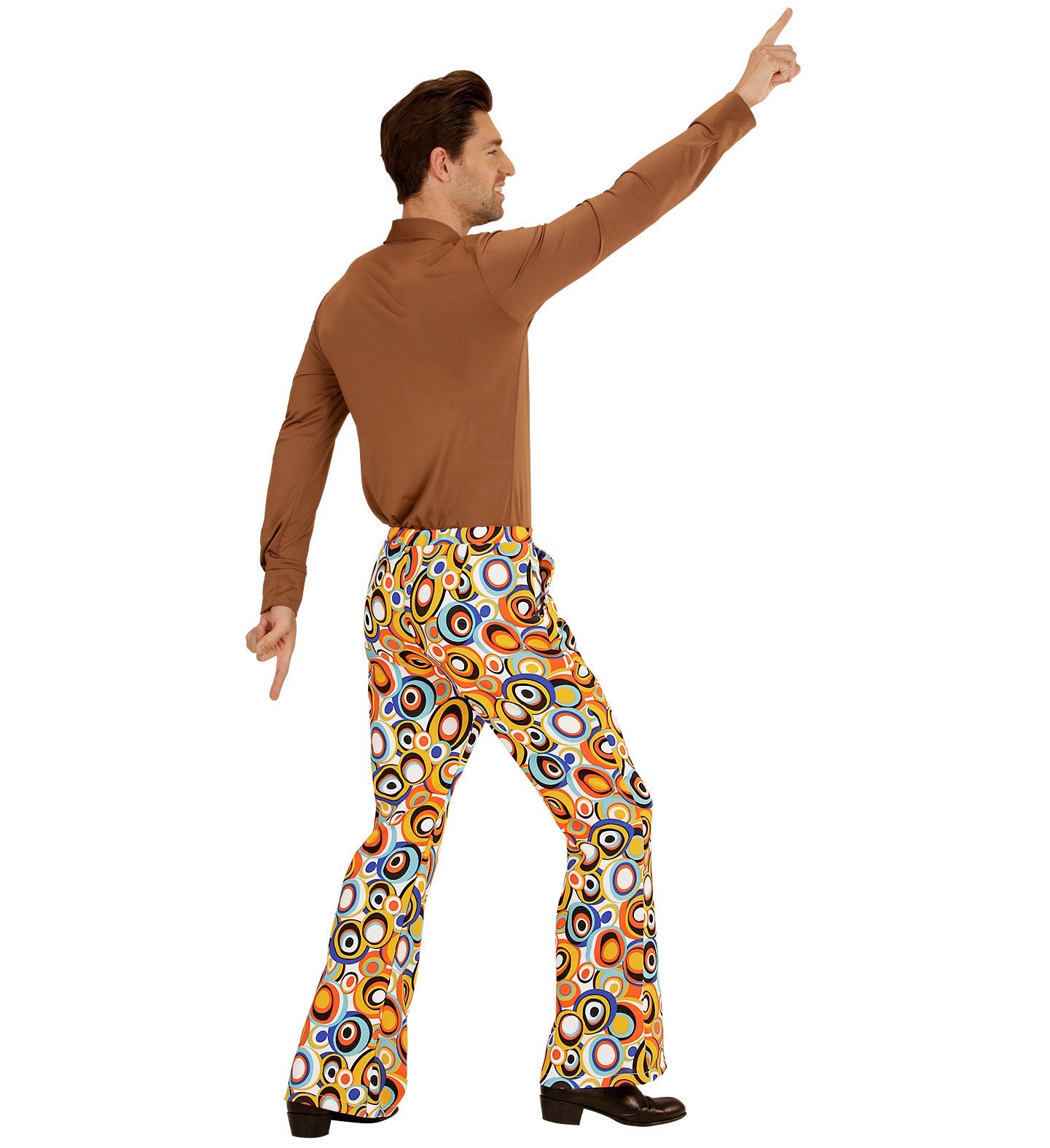 Widmann 70er Jahre Herren Flared Pants – Bubbles Muster, Stretch Baumwolle - Fasnacht24.ch