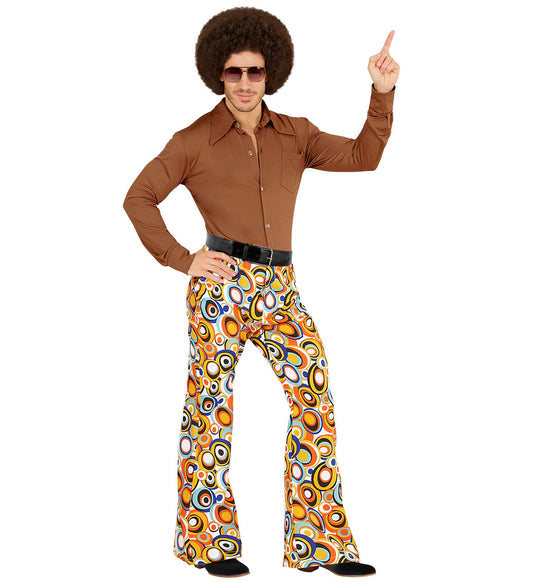 Widmann 70er Jahre Herren Flared Pants – Bubbles Muster, Stretch Baumwolle - Fasnacht24.ch