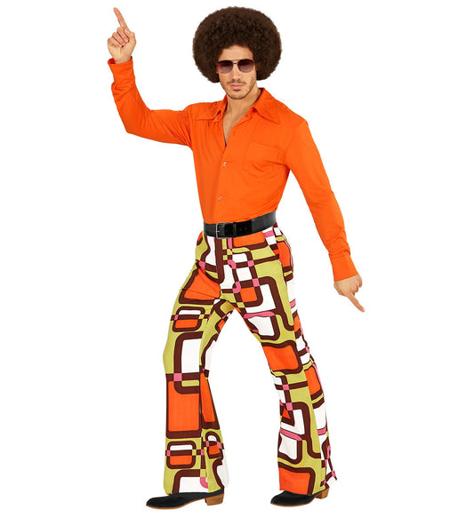 Widmann Herren 70s Flared Tube Pants – Stretch-Cotton Twill, Retro-Style - Fasnacht24.ch