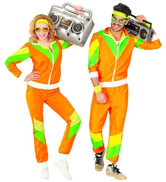 Trainingsanzug 80er Jahre – Widmann Unisex Neon Orange Jogginganzug - Fasnacht24.ch – Produktansicht