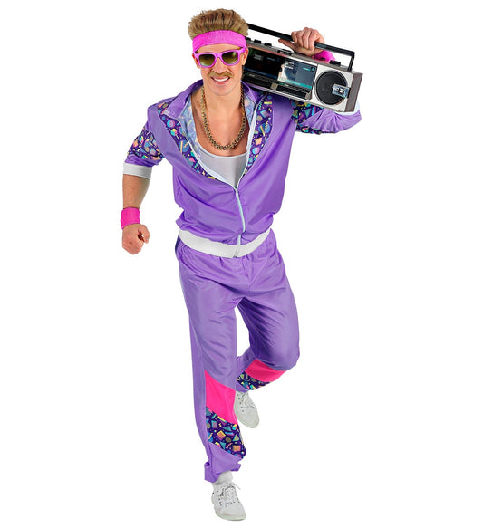 Widmann 80er Unisex Trainingsanzug – Lila Polyester Jogginganzug - Fasnacht24.ch