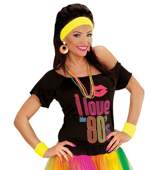 Widmann 80er Retro Schweißbänder Set – Neon Gelb, Terry Stoff - Fasnacht24.ch