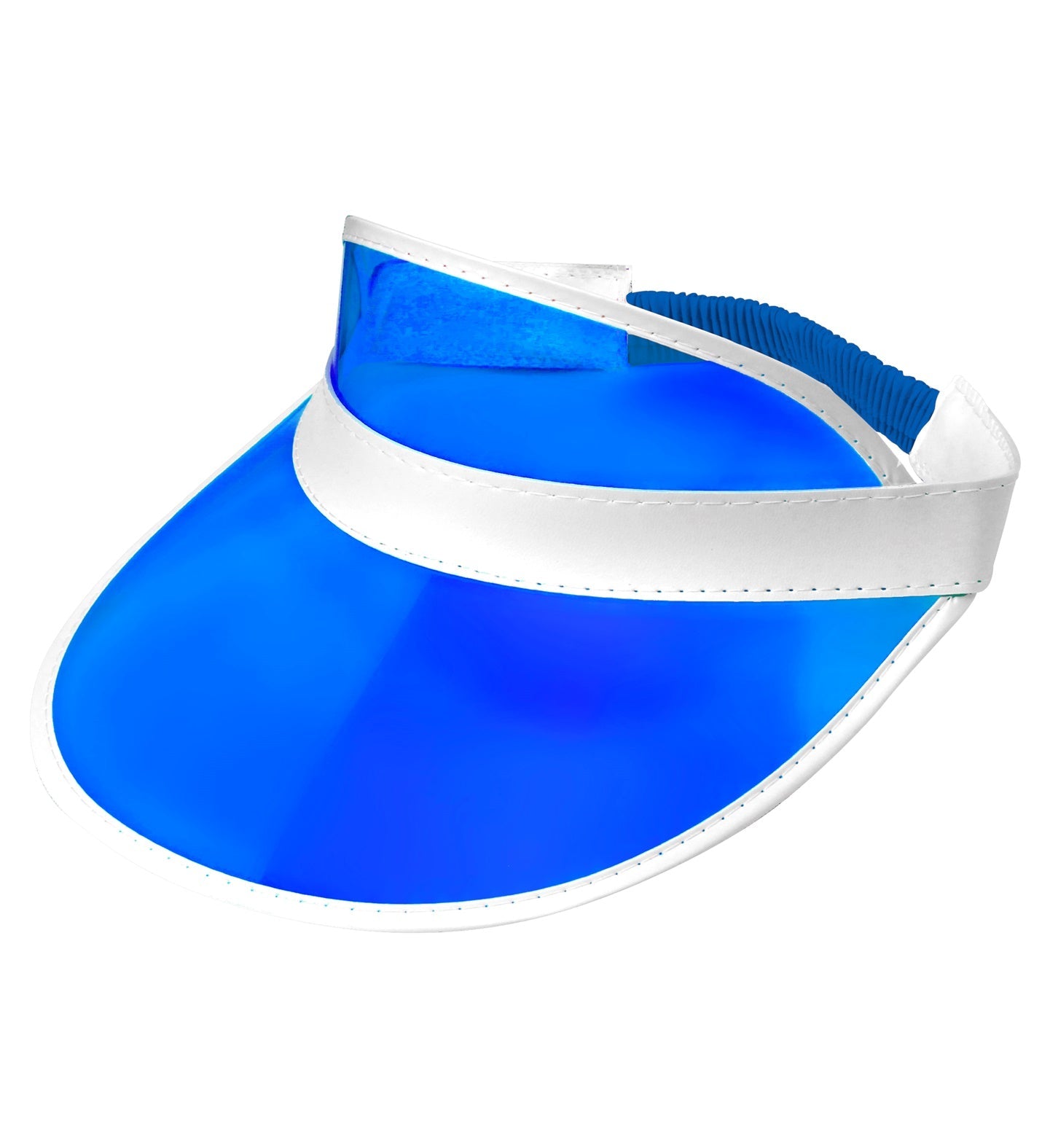 Neonblaue 80er Jahre Sonnenblende mit UV-Schutz und flexiblem Gummiband