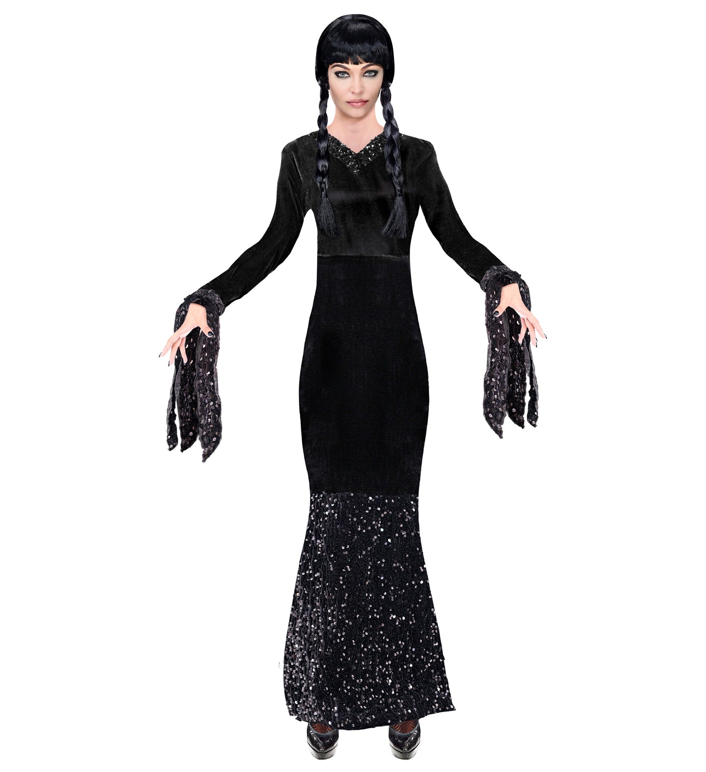 Widmann Addams Family Wednesday Ballkleid Damen – Schwarz, Spitze - Fasnacht24.ch