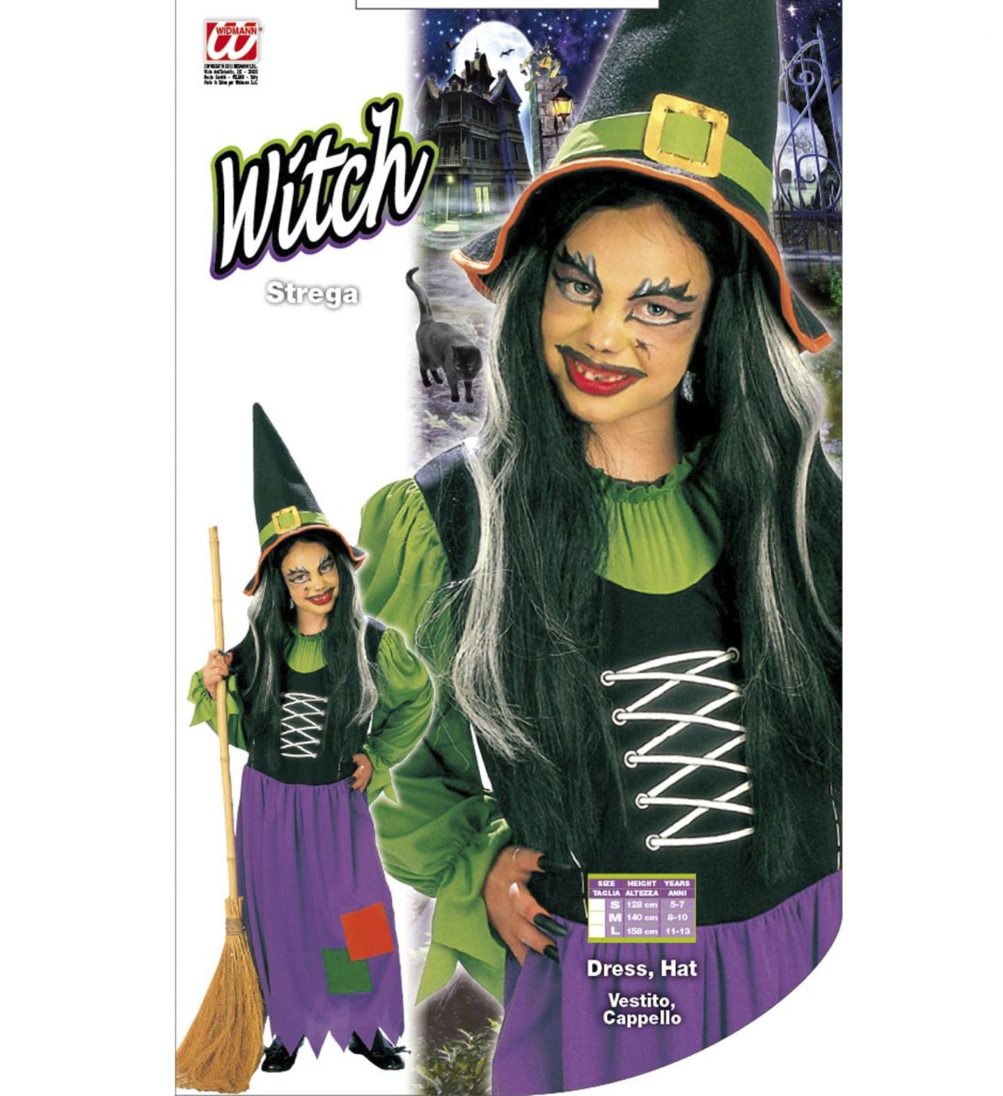 Widmann Hexenkostüm für Kinder – Altes Hexenkleid mit Hut, Schwarz - Fasnacht24.ch