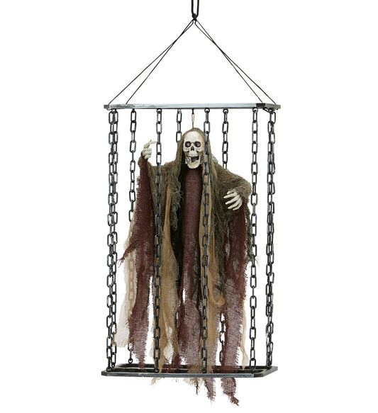 Widmann Animierter Grim Reaper Im Käfig 52cm – Bewegungsmelder & LED-Augen - Fasnacht24.ch