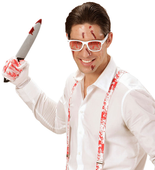 Blutiges Halloween-Messer aus Kunststoff, 30 cm lang mit realistischem Bluteffekt.