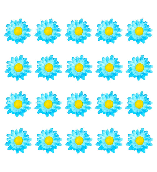 Künstliche Blumen in Hellblau, 20 Stück, ideal für Dekoration und einfache Anordnung.