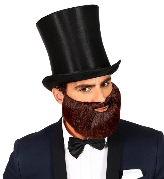 Braune Piratenbart aus synthetischen Fasern, weich und sicher mit elastischem Netz.