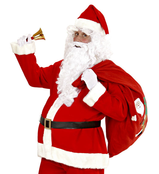 Aufblasbarer Bauch in Beige mit schwarzen Gurten als Kostümzubehör für Weihnachtsmann oder Hexe