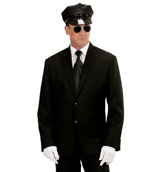 Schwarze Chauffeur Mütze mit stabilem Schirm und verstellbarem Innenband für Fahrer und Events