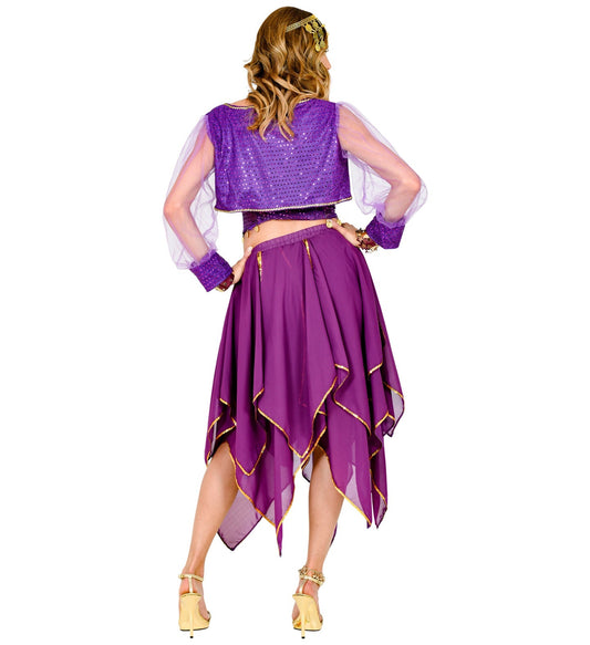 Lilafarbener Chiffon Tutu-Rock mit goldenen Akzenten, luftige und elegante Passform.