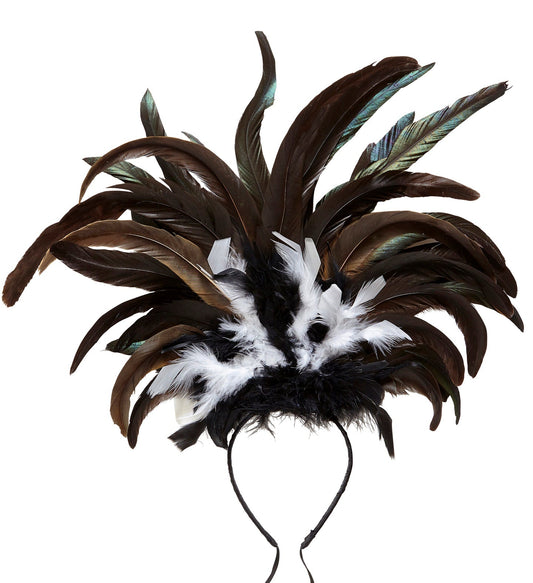 Federschmuck Widmann Copacabana – Schwarzer Weißer Feder-Kopfschmuck - Fasnacht24.ch
