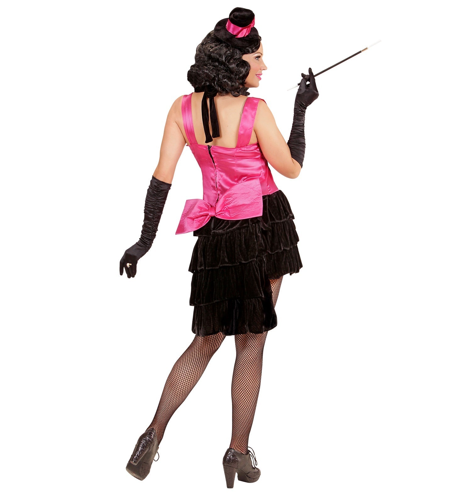 Widmann Burlesque Tänzerin Kostüm – Satin & Spitze mit Mini Zylinder - Fasnacht24.ch