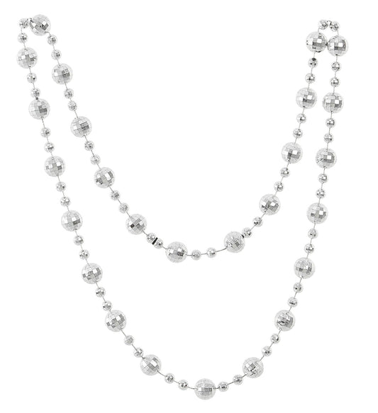 Halskette mit 3 cm groĂer Spiegel-Disco-Kugel als AnhĂ€nger fĂŒr Partys.