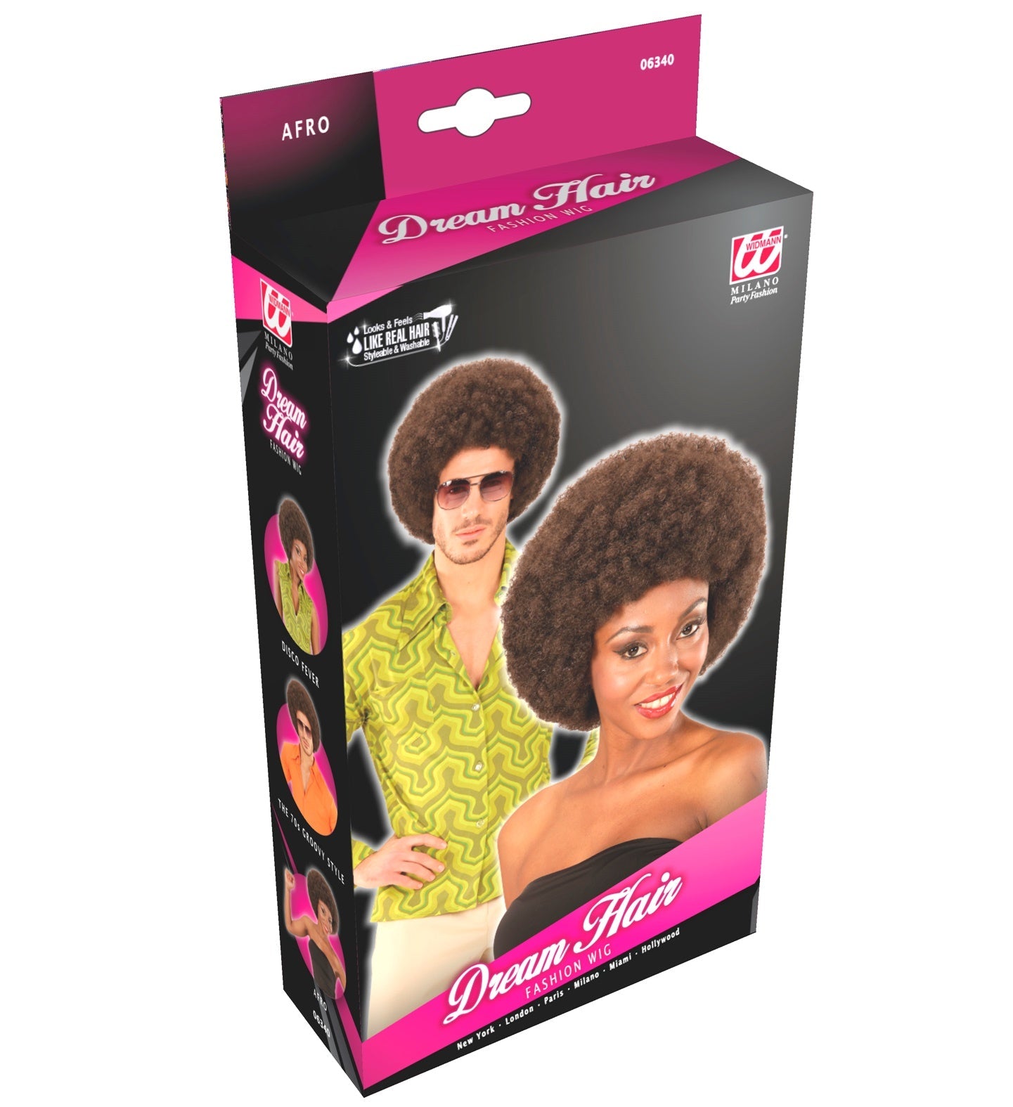 Afro Perücke Braun – Widmann Dream Hair Unisex Hitzebeständig - Fasnacht24.ch