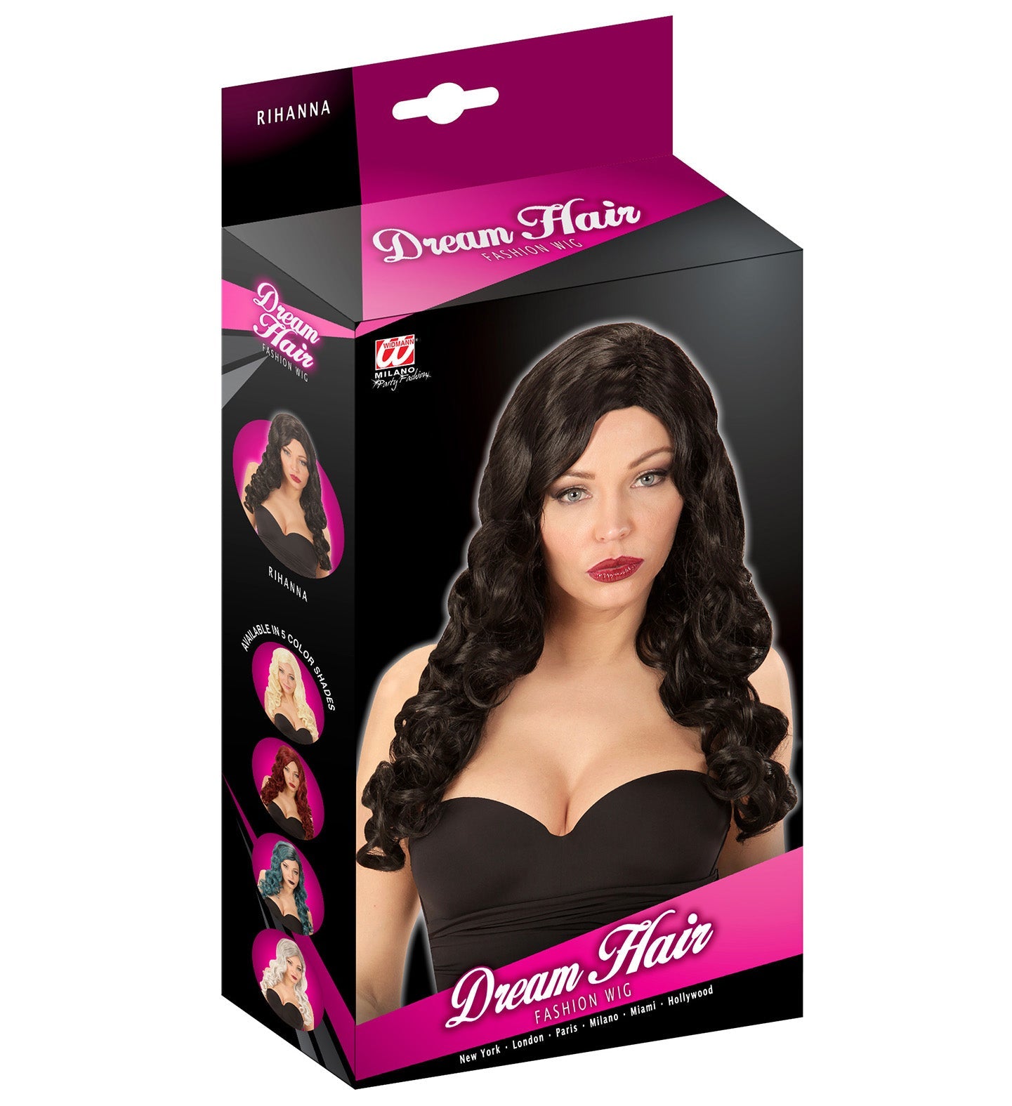 Widmann Dream Hair Rihanna Perücke – Schwarze Lange Lockige Perücke - Fasnacht24.ch